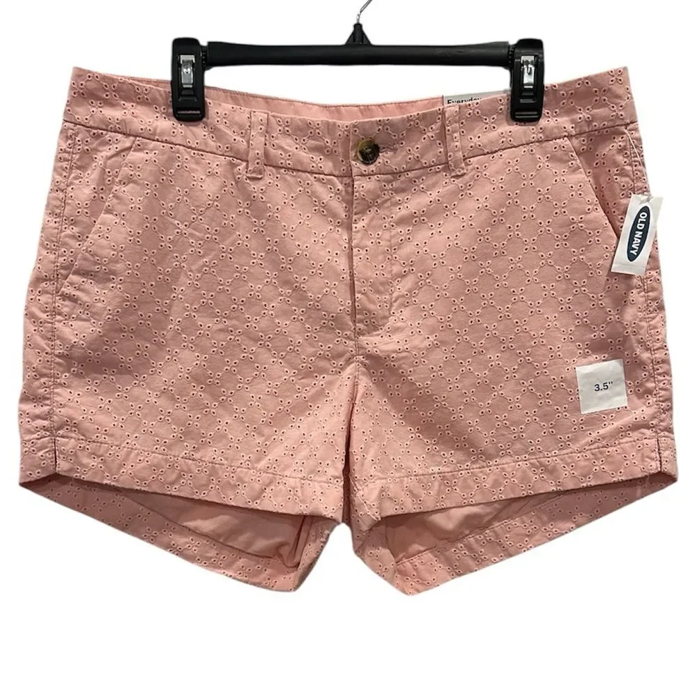 Old Navy Pink Eyelet Everyday Short NEW 3.5” Mid Rise Size 12 Pink Style 581992